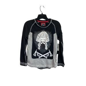 CR-24 Chrome Edge Kids Shirt Black Indian Headdress Skull Facemask Long Sleeve